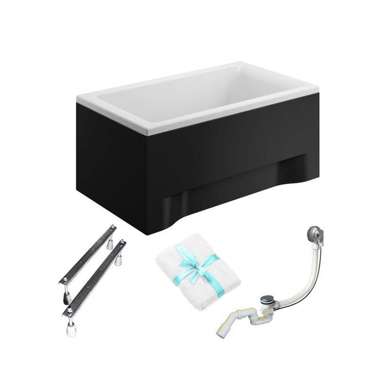 Stylowa Wanna Akrylowa Capri 100x70 z Czarną Obudową i Syfonem - Komfort i Elegancja w Łazience