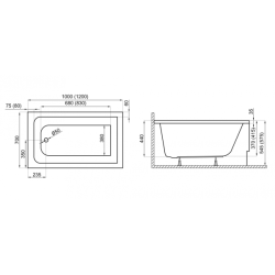Luksusowa Wanna Polimat Capri 120x70 z Czarną Zabudową i Syfonem - Komfort w Twojej Łazience