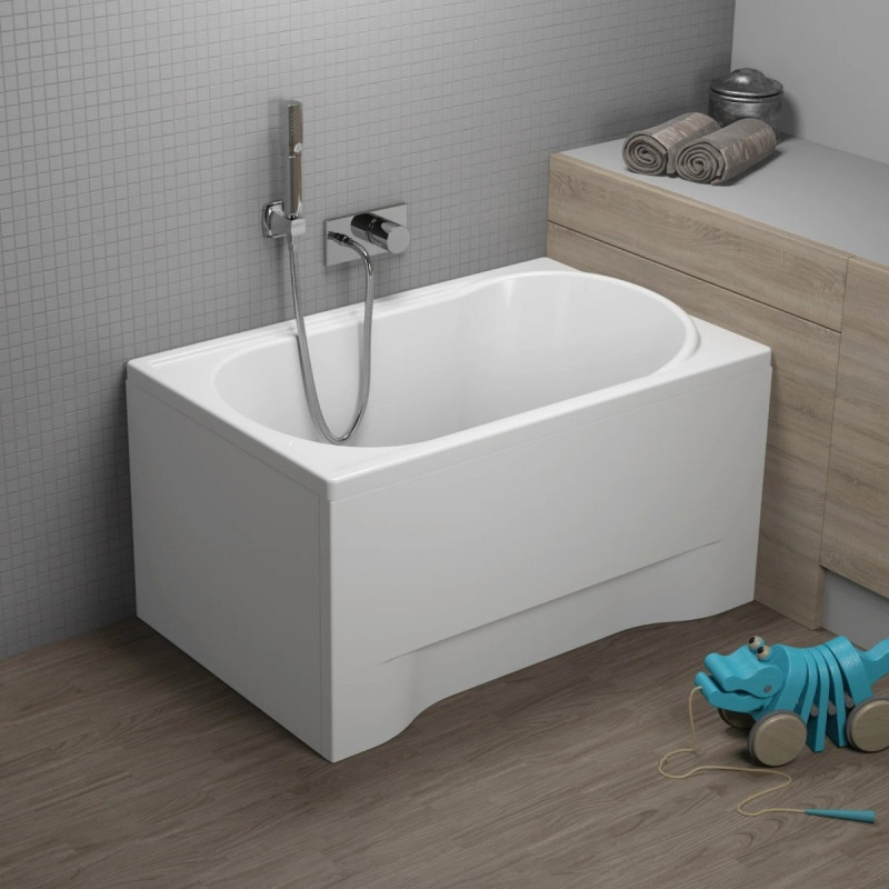 Rewelacyjna Wanna MINI 100x65 z Białą Obudową i Stylowym Czarnym Syfonem Click-Clack