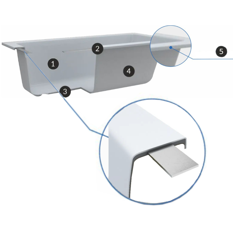 Elegancka Wanna Owalna KRONOS 160x70 SLIM Antibac® Easy Clean® 6w1 Złoty Syfon