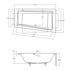 Elegancka Wanna Narożna Intima 150x85 Besco ze Syfonem - Komplet Montażowy Gratis!