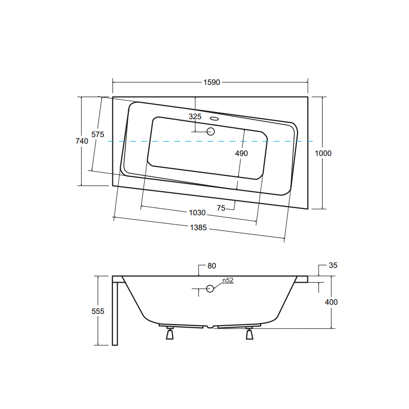 Wanna Infinity Left 150L z Stelażem - Luksus i Styl w Twojej Łazience