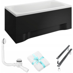 Elegancka Wanna Akrylowa 120x70 cm Classic z Czarną Obudową i Syfonem