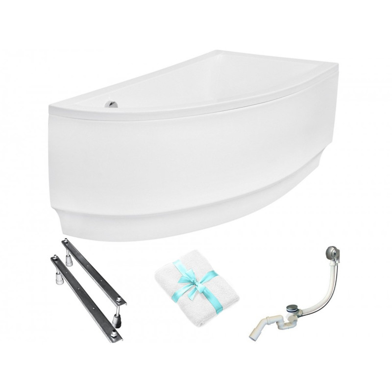 Idealna Wanna Besco Praktika 140x70 Prawa z Syfonem Automatycznym i Obudową