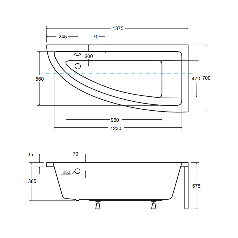 NOWOCZESNA WANNA PRAKTIKA 140x70 cm PRAWA + SYFON AUTOMATYCZNY + OBUDOWA GRATIS!