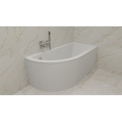 Praktyczna wanna narożna Besco Praktika 150x70 prawa z syfonem i nogami