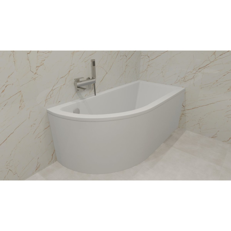 Praktyczna wanna narożna Besco Praktika 150x70 prawa z syfonem i nogami