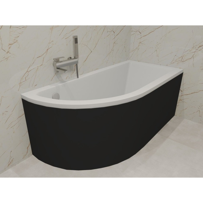 Elegancka wanna narożna Praktika 150x70 prawa z syfonem i obudową Besco