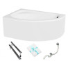 Elegancka wanna narożna Besco Cornea 140x80 lewa + syfon chrom oraz obudowa gratis