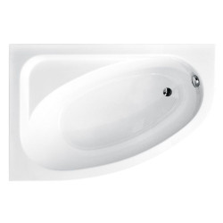 Elegancka wanna narożna Besco Cornea 140x80 lewa + syfon chrom oraz obudowa gratis