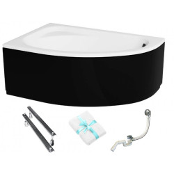 Ekskluzywna Wanna Narożna Besco Cornea 140x80 Lewa + Gratisowe Nogi i Chromowany Syfon