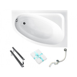 Narożnik kąpielowy Besco Cornea 140x80 z syfonem chrome