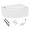 Wanna narożna Besco Cornea 140x80 prawa z syfonem