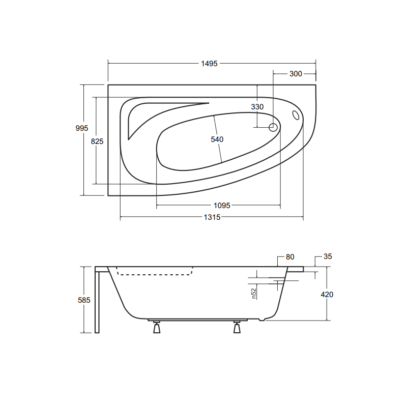 Wanna narożna Besco Cornea 150x100 lewa z syfonem chrom i nóżkami gratis - komfort i elegancja!