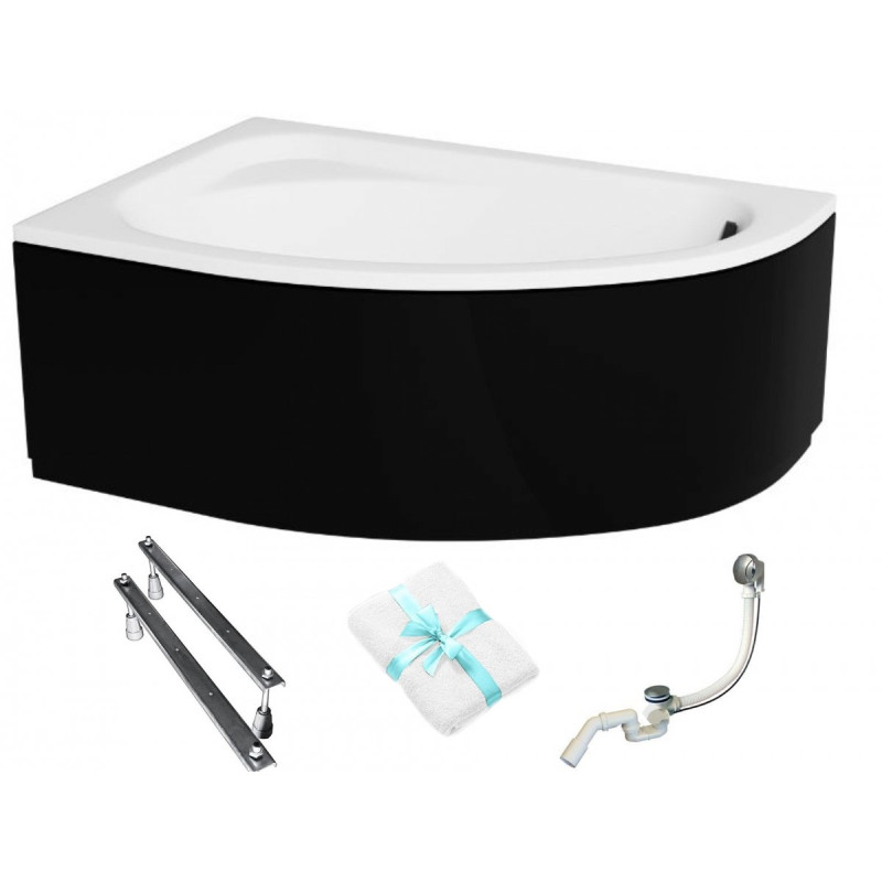 Luksusowa Wanna Narożna Besco Cornea 150x100 Lewa + Chromowany Syfon i Nogi Gratis