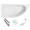 Wanna asymetryczna Besco 150x70 Lewa z syfonem automatycznym i nogami