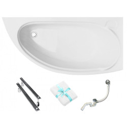 Wanna asymetryczna Mini 150x70 prawa z syfonem + ręcznik gratis