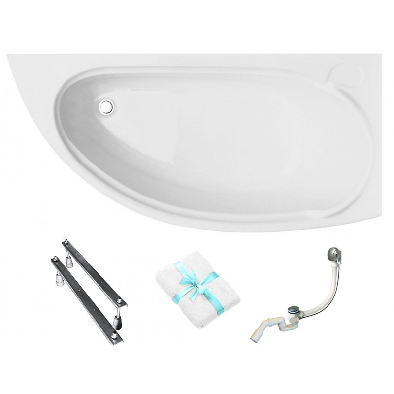 Luksusowa wanny asymetryczna Mini 150x70 prawa z syfonem i gratis ręcznikiem!
