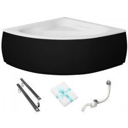 Elegancka wanna narożna Mia 130x130 z czarną obudową - Besco Komfort w Twojej łazience!