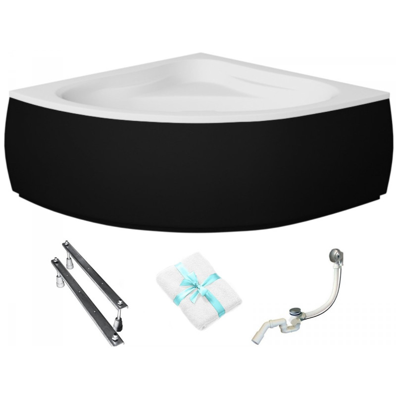 Elegancka wanna narożna Mia 130x130 z czarną obudową - Besco Komfort w Twojej łazience!