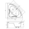 Wanna narożna 140x140 Besco z syfonem i nogami