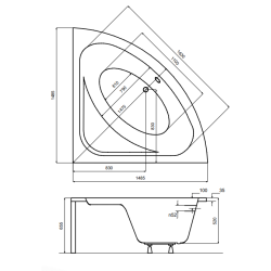 Oaza Relaksu – Wanna narożna Luksja 148x148 z Syfonem i Chromowanymi Nogami Gratis!