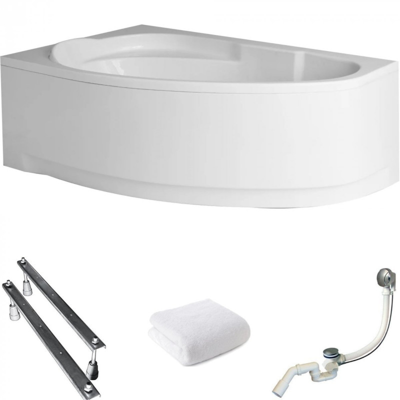 Stylowa Wanna Narożna Lewa Marea 160x100 z Syfonem i Nogi Polimat - Elegancja i Komfort