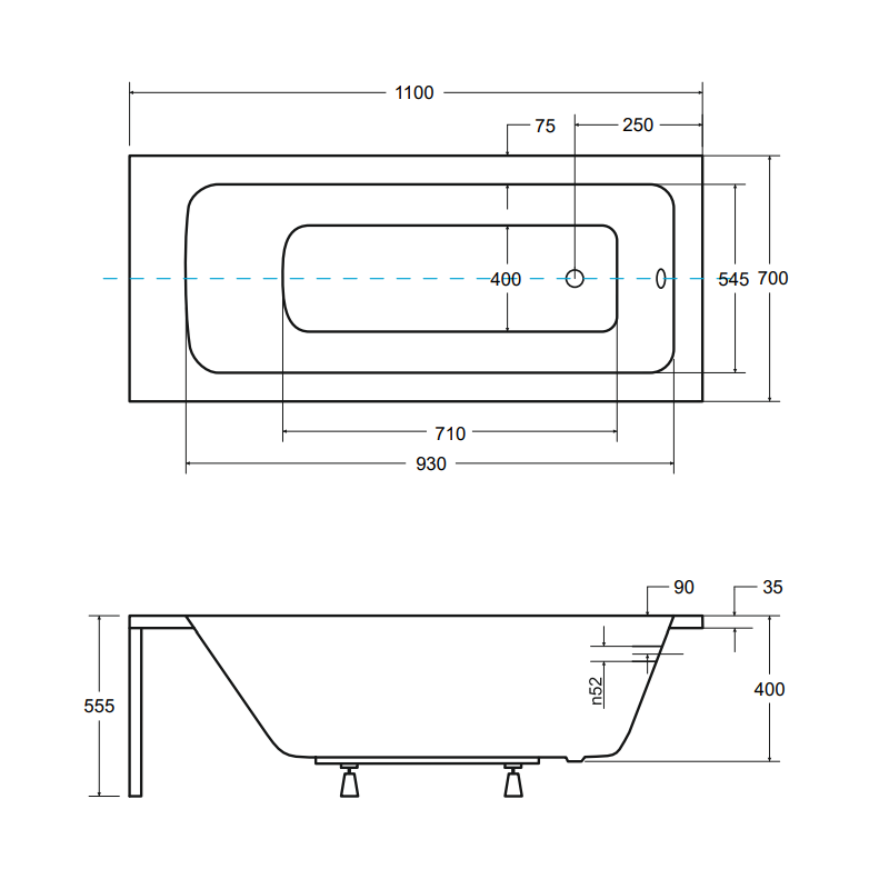Elegancka Wanna Talia 110x70 cm z Syfonem i Obudową BESCO - Łatwe Utrzymanie Czystości