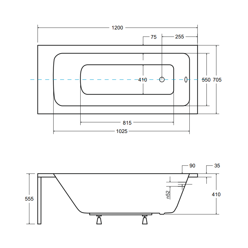 Komfortowa wanna Talia 120x70 z chromowanym syfonem i gratisowym stelażem