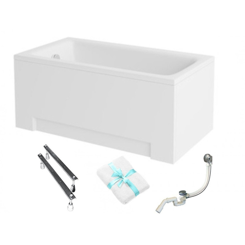 Elegancka Wanna Akrylowa Besco Talia 150x70 cm z Syfonem i Zestawem Montażowym