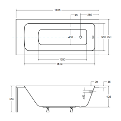 Elegancka Wanna Talia 170x75 z Czarną Obudową i Stelażem - Idealna do Twojej Łazienki