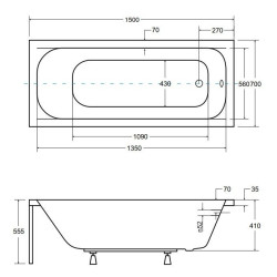 Wanna Besco Continia 150x70 + Obudowa + Syfon – Komfort i Styl w Twojej Łazience!