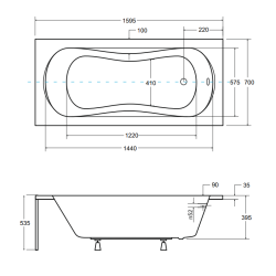 Nowoczesna Wanna Aria 160x70 z Czarną Obudową - Styl i Komfort w Twojej Łazience!