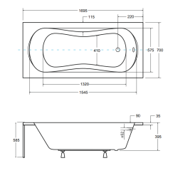 Elegancka Wanna BESCO Aria 170x70 z Białą Obudową + Syfon w Komplecie