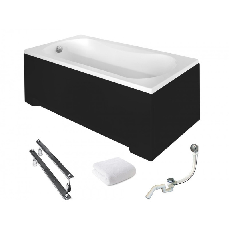 Luksusowa Wanna BESCO Aria 170x70 z Elegancką Czarną Obudową + Syfon w Komplecie