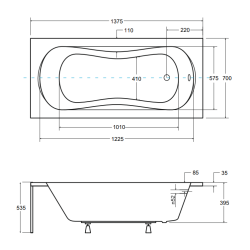 Besco Wanna Aria Plus 130x70  z Syfonem i Nóżkami