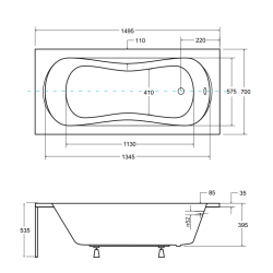 Elegancka Wanna Aria Plus 150x70 z Syfonem i Chromowanymi Nogami - Luksusowy Relaks w Twojej Łazience