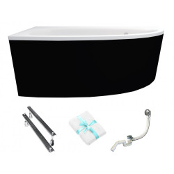 Elegancka Wanna Narożna Besco Natalia 150x100 Lewa z Czarną Obudową