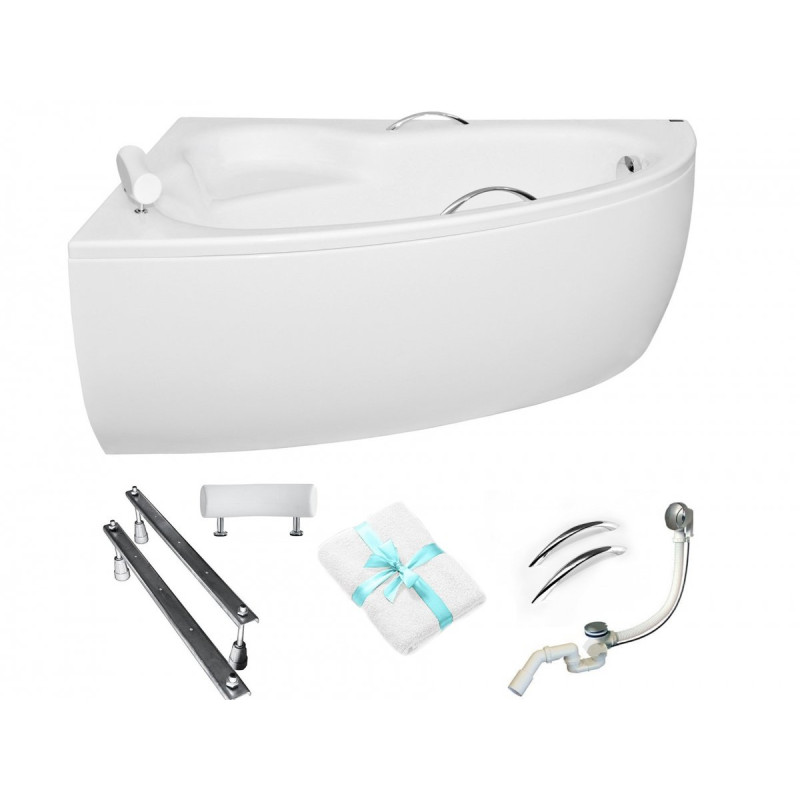 Luksusowa wanna narożna lewa Besco Natalia 150x100 - Styl i Komfort w Twojej Łazience