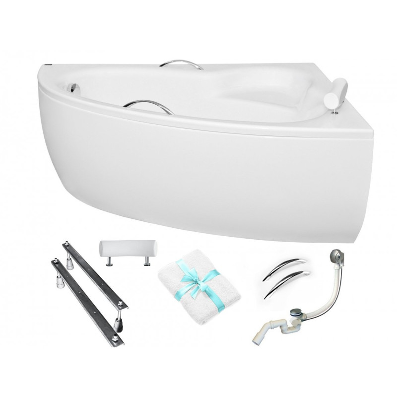 Ekskluzywna Wanna Narożna Natalia Premium 150x100 Prawa z Syfonem i Nóżkami od Besco