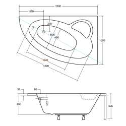 Luksusowa wanna narożna Natalia 150x100 prawa - nowoczesny design firmy Besco