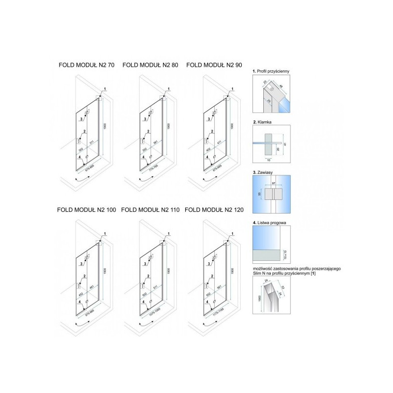 Składana Kabina Prysznicowa Fold N2 100x120 - Elegancja i Funkcjonalność w Twojej Łazience