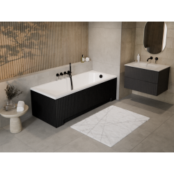 Elegancka Wanna Akrylowa Shea 180x80 cm z Czarną Obudową i Syfonem Automatycznym