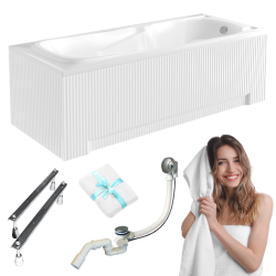 Elegancka wanna akrylowa BESCO Majka Nova 160x70 cm z ryflowaną obudową i montażem 5w1