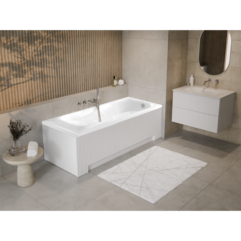 Elegancka wanna akrylowa BESCO Majka Nova 160x70 cm z ryflowaną obudową i montażem 5w1