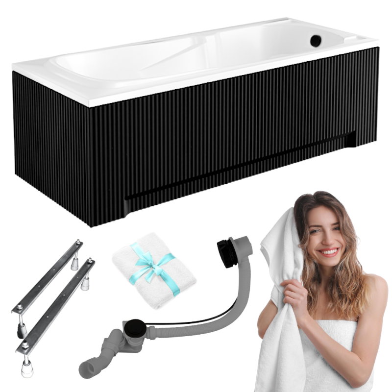 Luksusowa Wanna Akrylowa BESCO Majka Nova 170x70 z Czarną Obudową - Perfekcja i Elegancja!