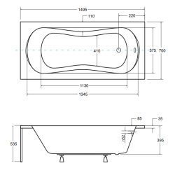 Besco Aria Plus Wanna Akrylowa 150x70 z Syfonem i Uchwytami Chromowanymi