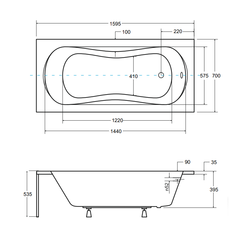 Besco Aria Plus 160x70 - Elegancka wanna akrylowa z zestawem montażowym i syfonem automatycznym