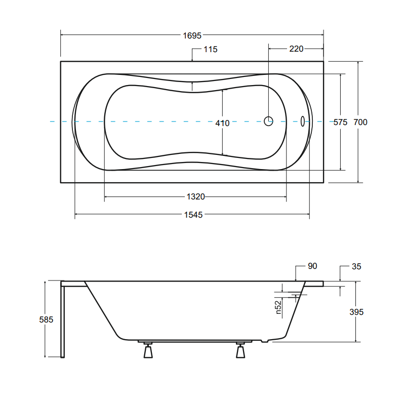 Luksusowa Wanna Akrylowa BESCO Aria Plus 170x70 z Chromowanymi Uchwytami