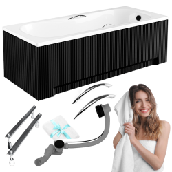 Wanna Aria Plus 150x70 BESCO z Czarną Obudową i Syfonem - Elegancja i Funkcjonalność